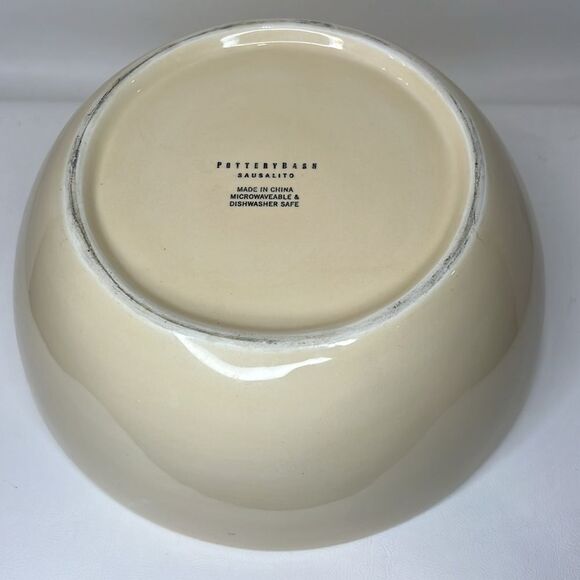 Potterybarn Sausalito Serving Bowl 10 In Round 4 In Tall Cream Country Cooking - Picture 3 of 5